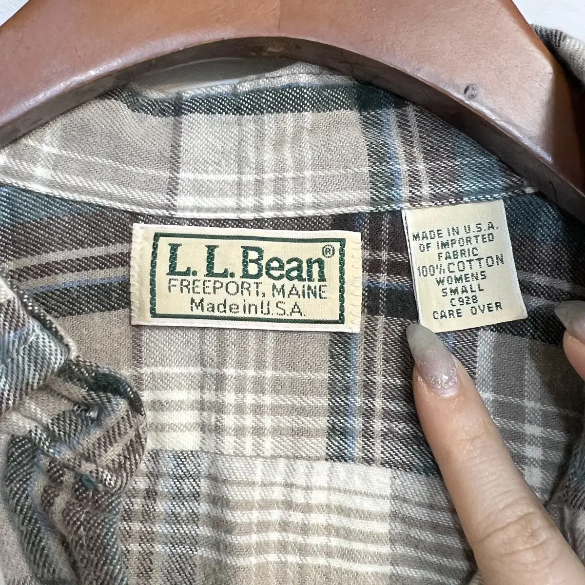 L.L Bean 체크남방 베이지