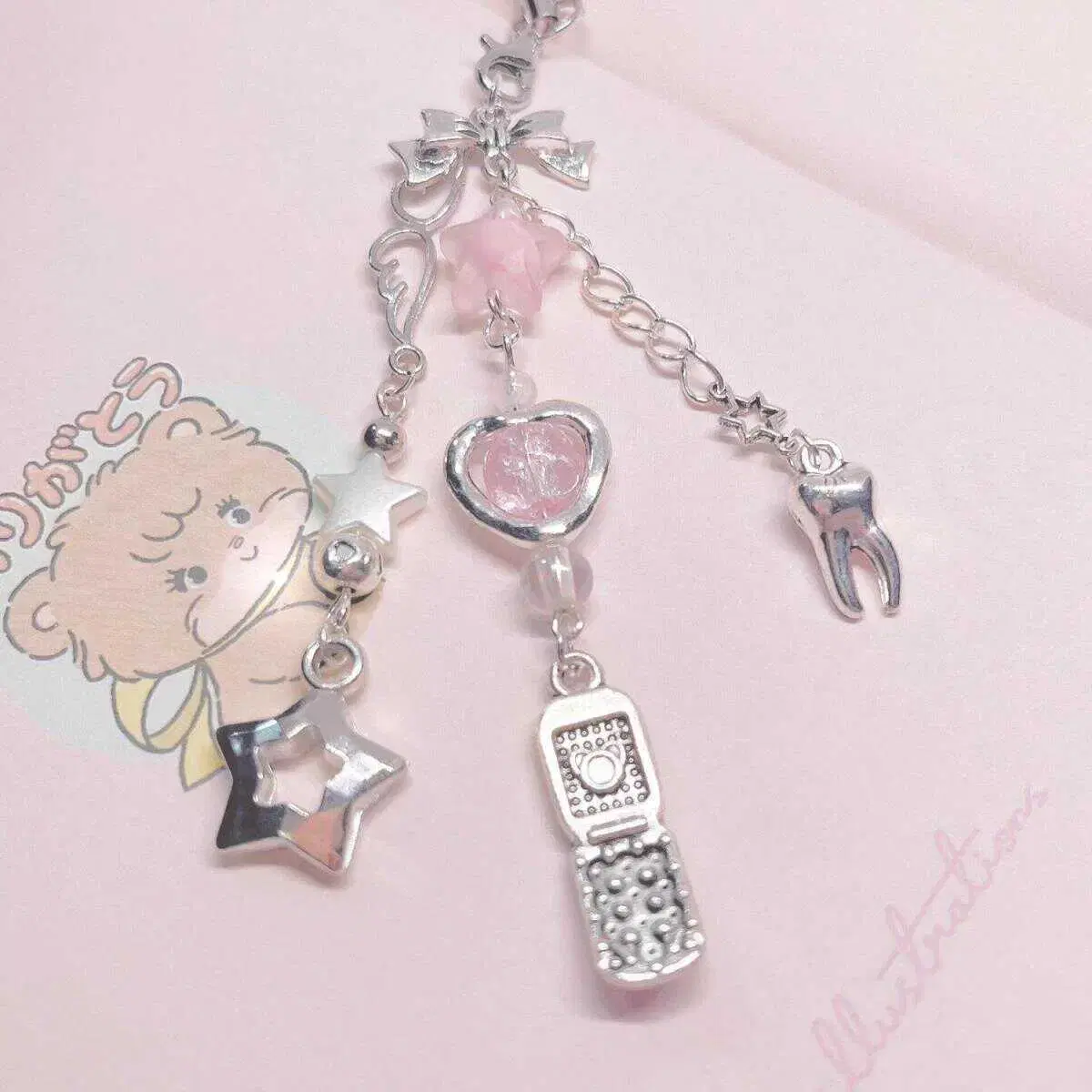 Retro cell phone keyring model y2k kitsch cell phone strap