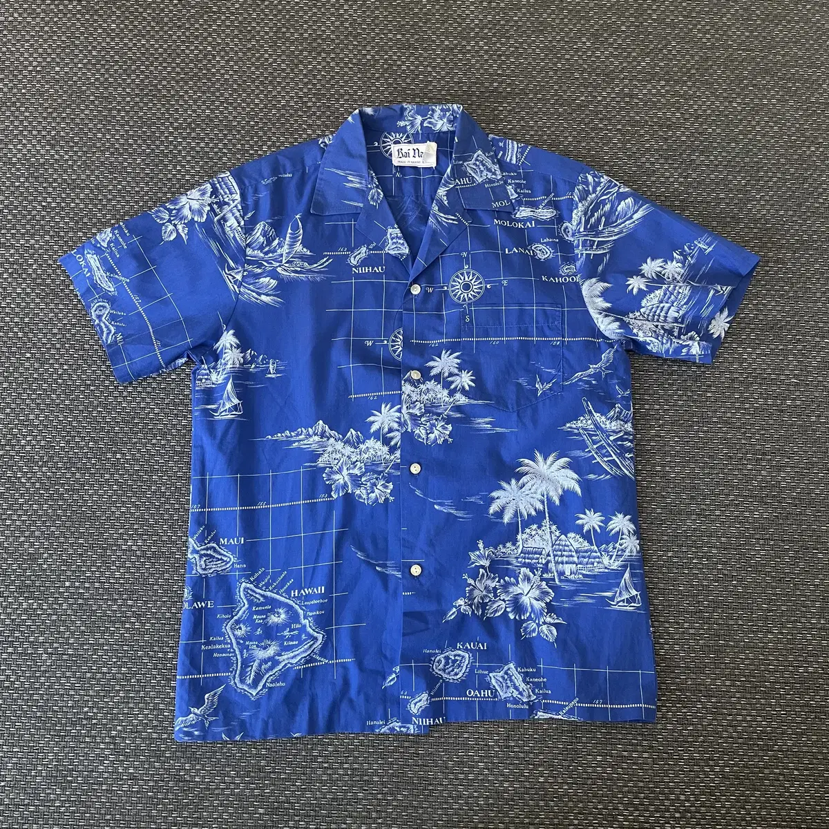 Rai nam bloo Hawaiian short sleeve shirt with map pattern printing