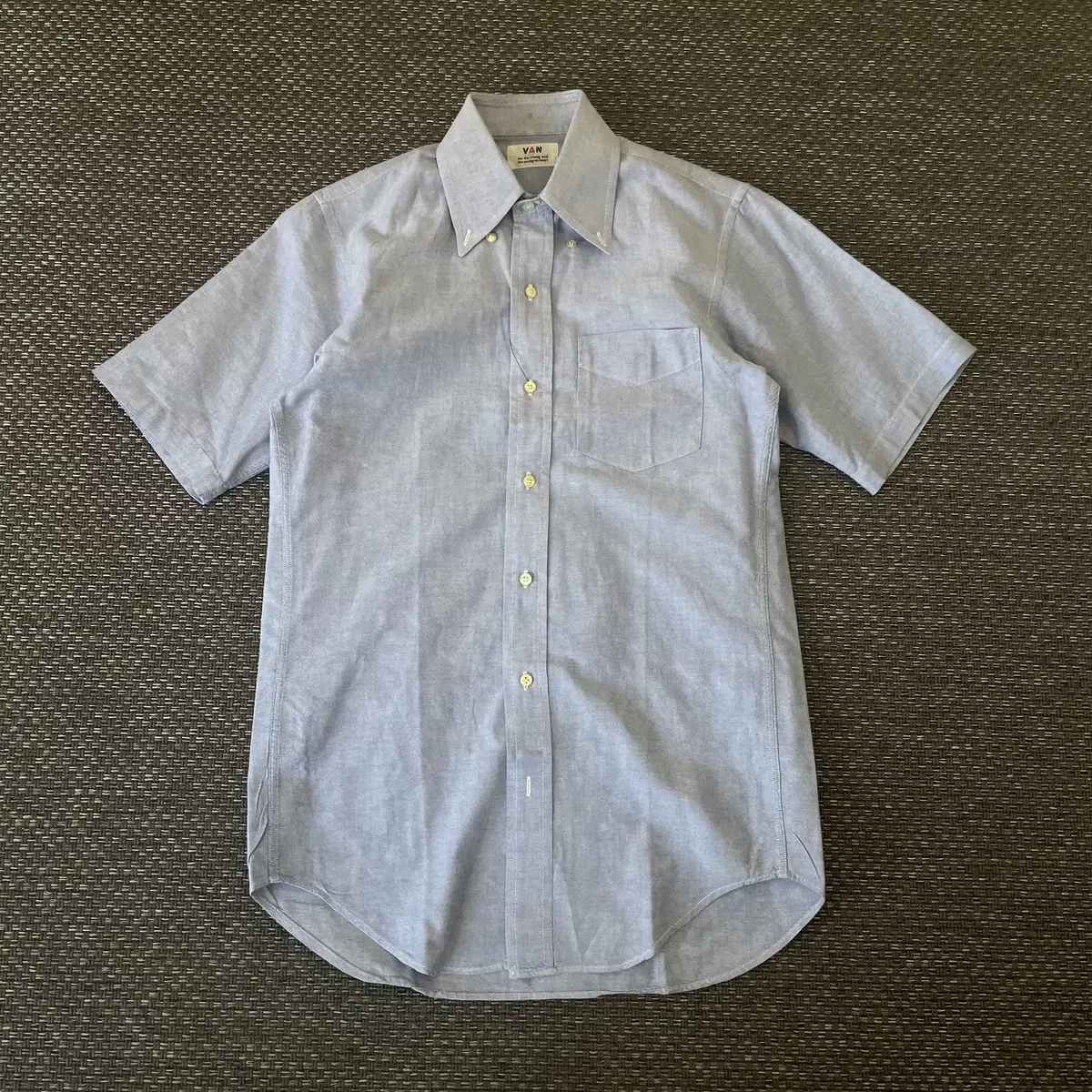 Vahn Light Blue Chambray Overfit Short Sleeve Shirt