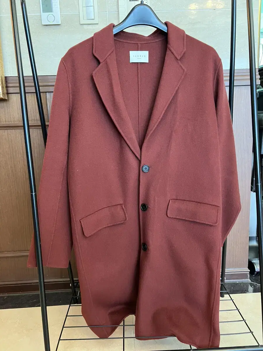 [Quick sale] Sandro Homme / less cashmere handmade coat wine / S