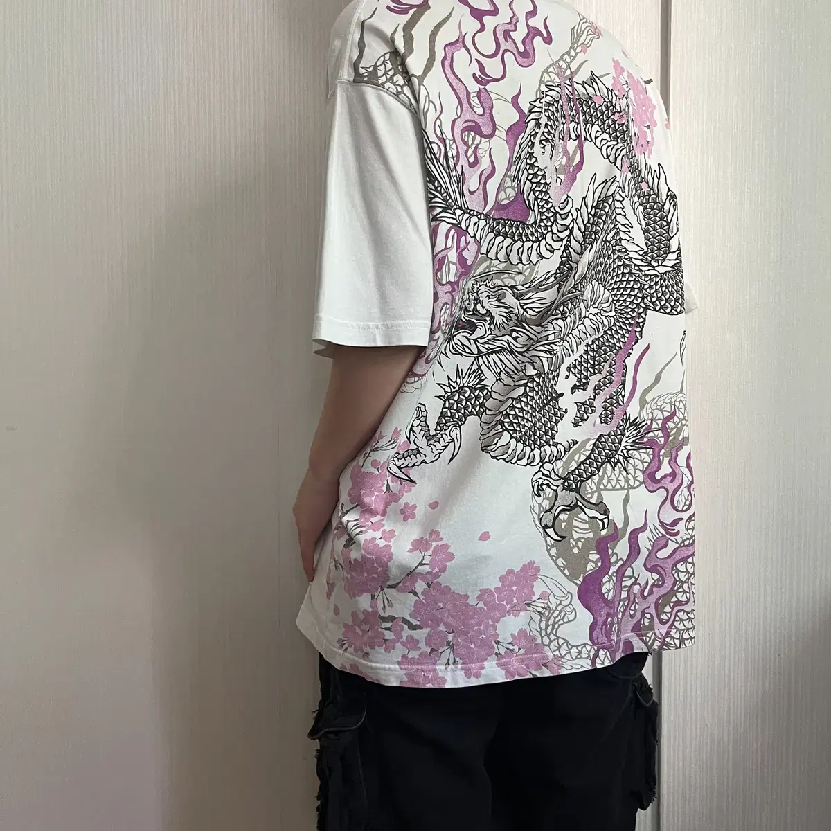 Back dragon printing oriental t shirt