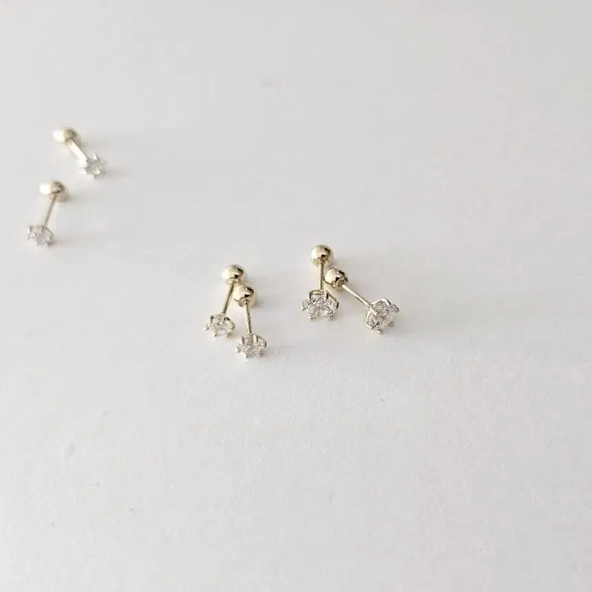 14K 화이트 큐빅 피어싱 귀걸이 겸용 3mm 4mm