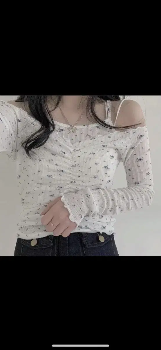 Mini-Poe Shirring Crop Top (Ivory)