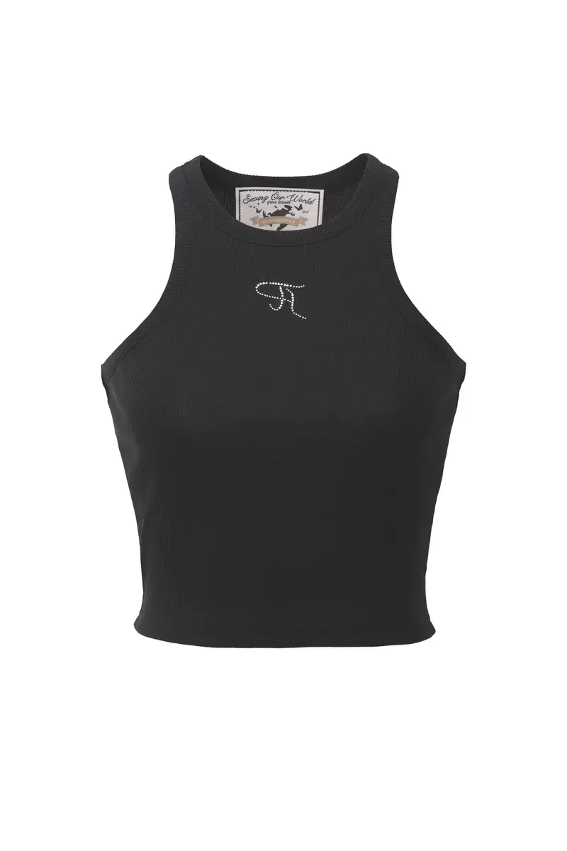 쓰리타임즈 Jewel tank top cropped length m 블랙