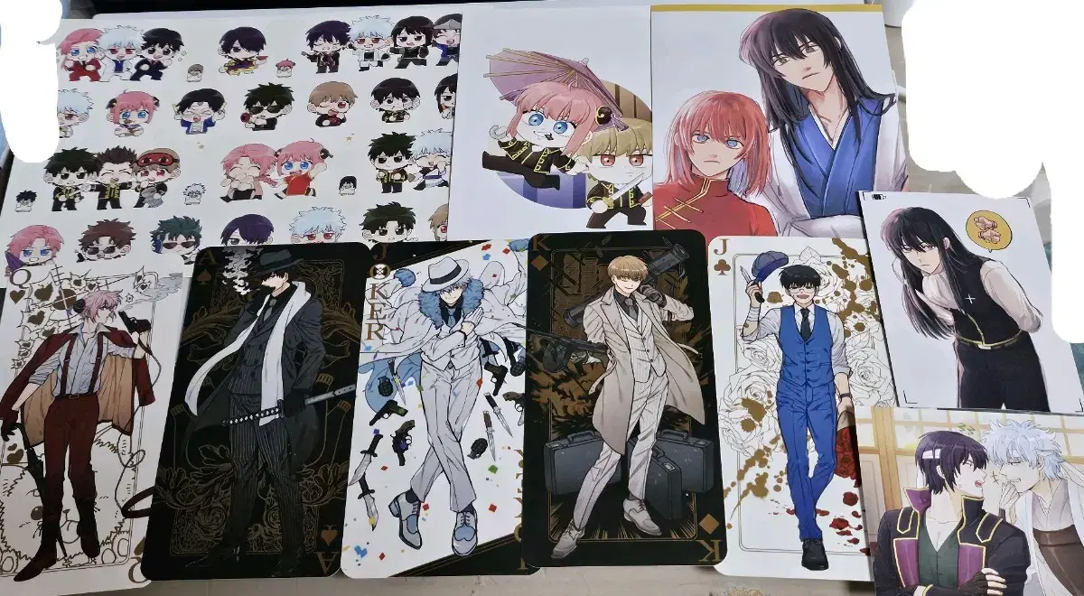 Gintama stickers, postcards, kards, etc.