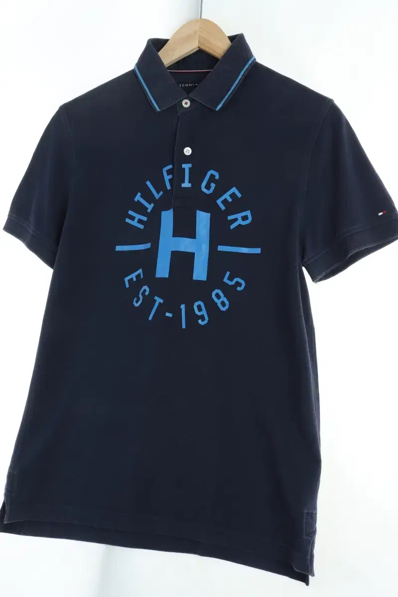 (S) Tommy Hilfiger Short Sleeve kara T-Shirt Navy Big Logo Limited Edition - CAC6