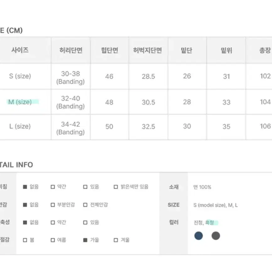 애네원모어 큐아 카고 데님 와이드 팬츠 흑청 M