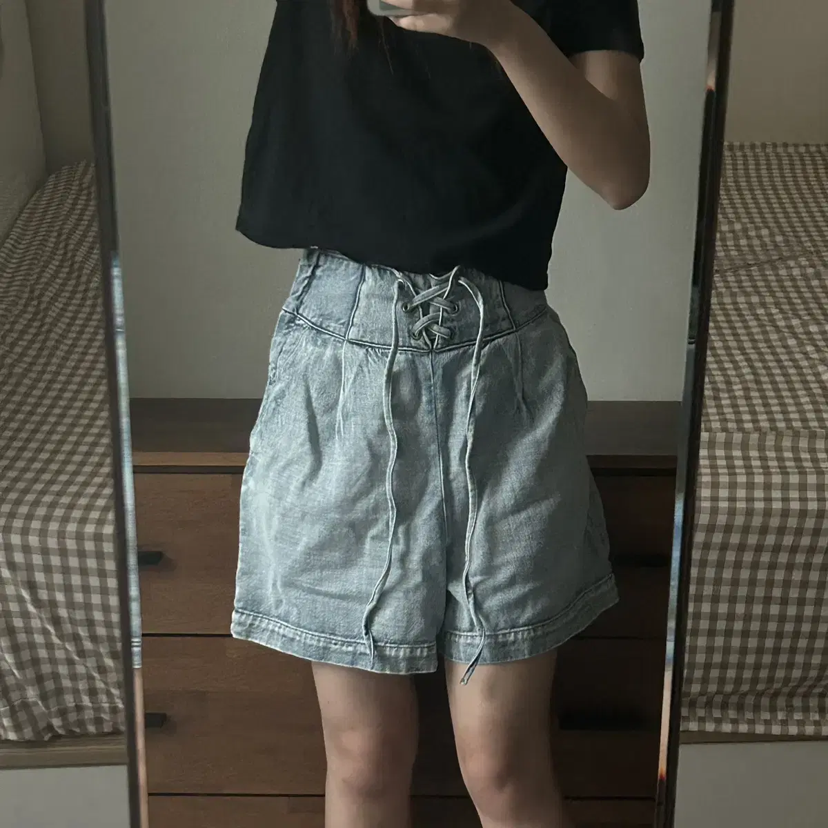 Denim half pants shorts