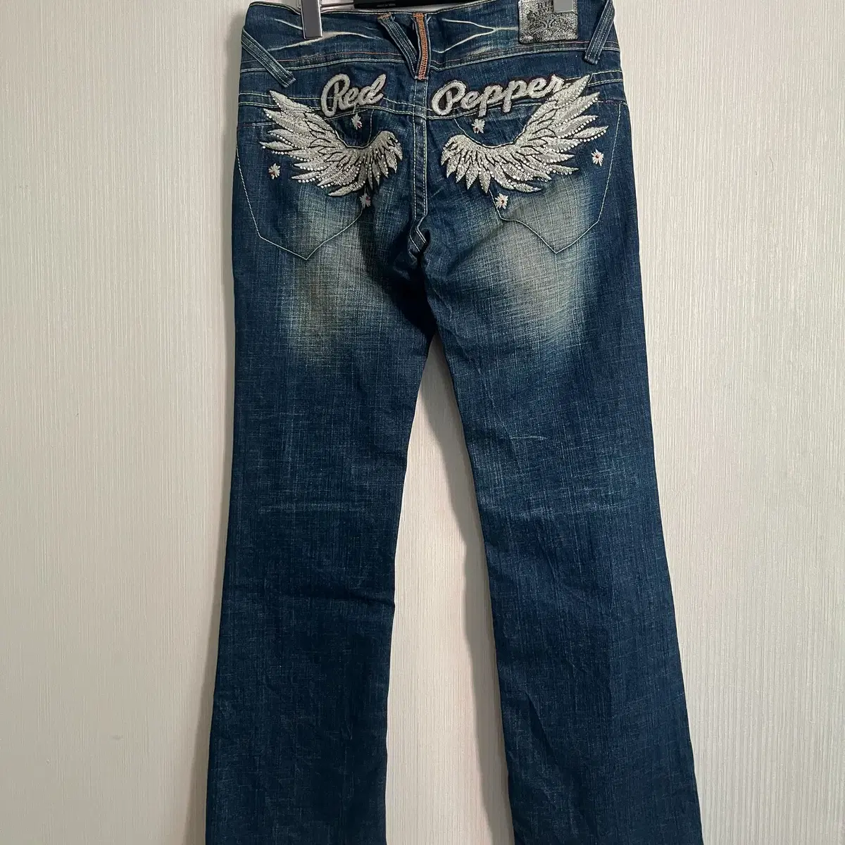 Red pepper washing denim pants