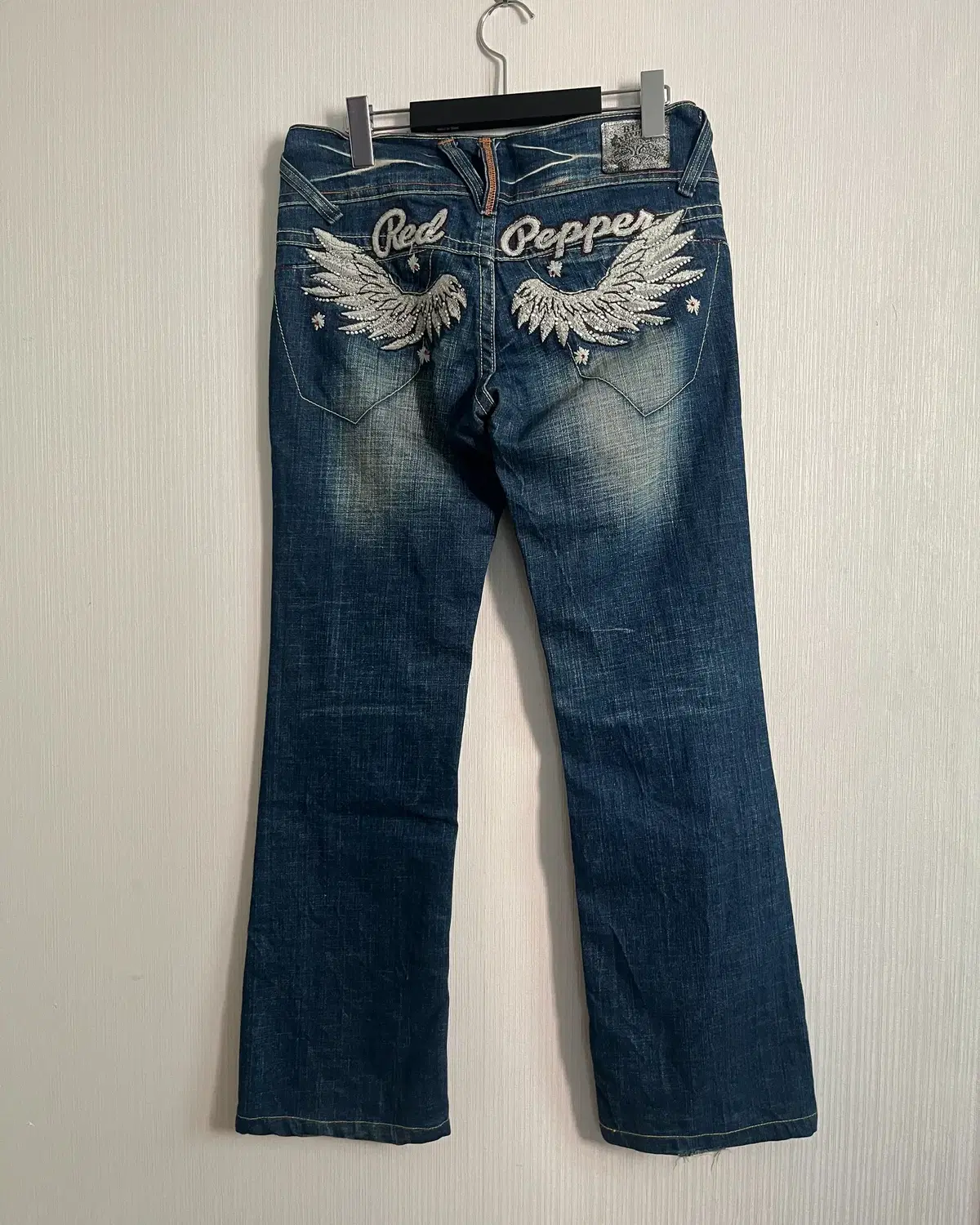 Red pepper washing denim pants