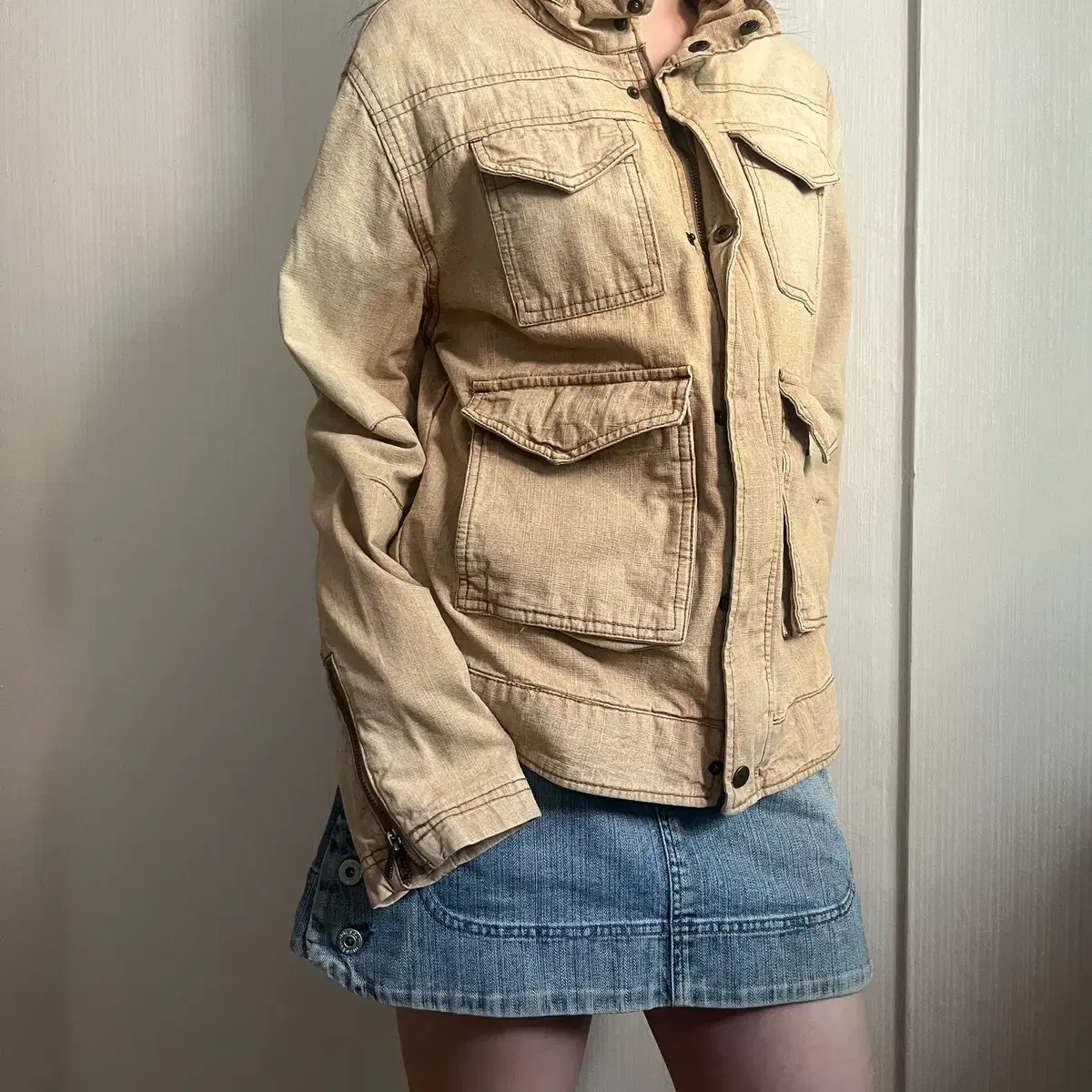 grunge mood multi pocket jacket