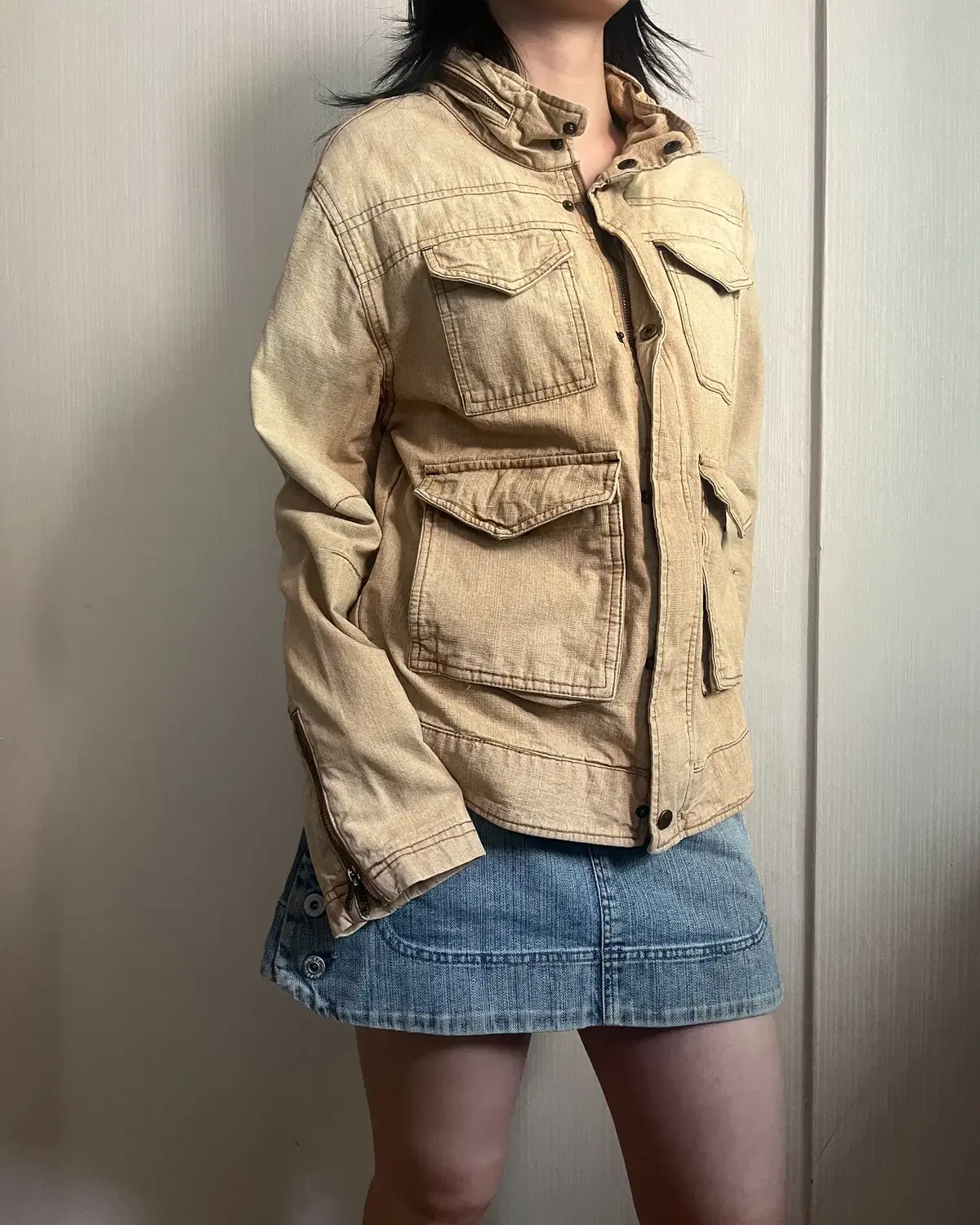 grunge mood multi pocket jacket