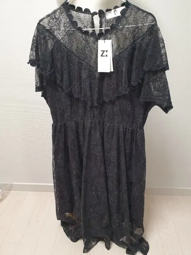 Zfashion 여성 블랙 씨스루 롱 원피스(2XL)