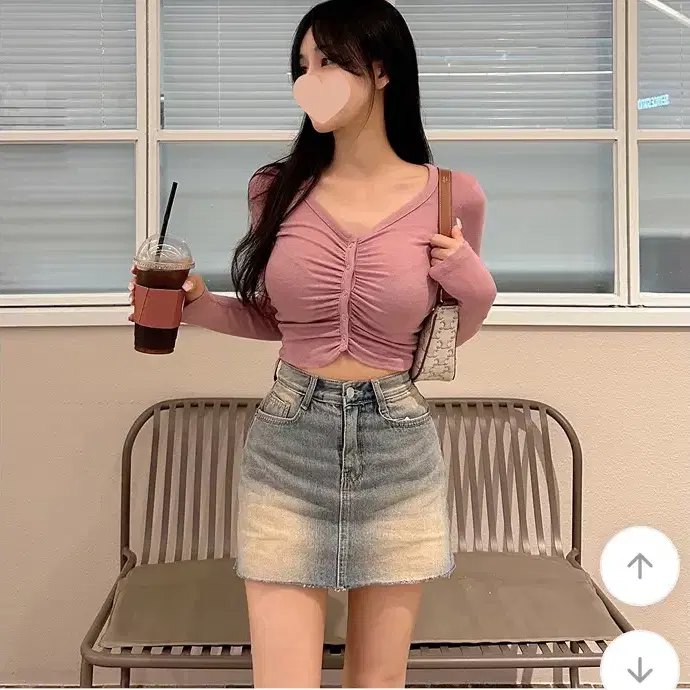 모디핏 에이플 데님 속바지 내장 a라인 스커트 팬츠 청치마 더스티연청