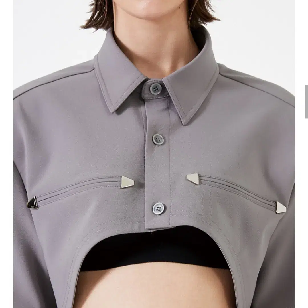 ESC STUDIO Stud crop pad shirt jacket