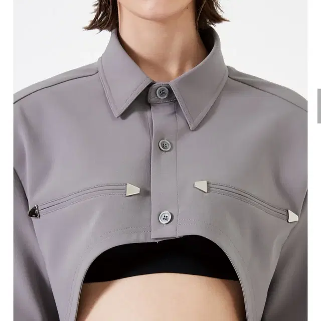 ESC STUDIO Stud crop pad shirt jacket