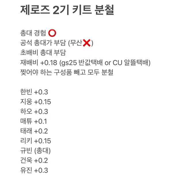 제로즈 2기 팬클럽 키트 분철 제베원 제로베이스원