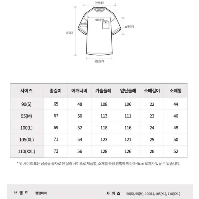 새상품 컬럼비아 유니 포켓 패치 우븐 스트링 티셔츠(XXL) 110