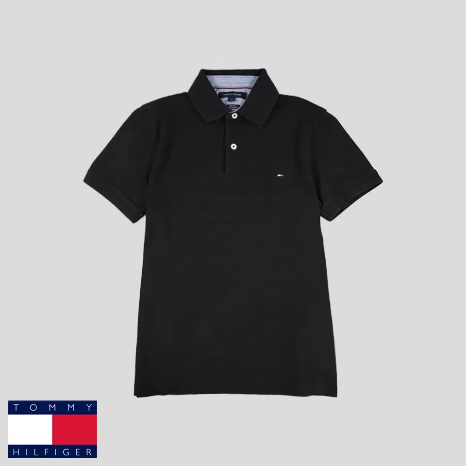 Tommy Hilfiger Black Tommy logo cotton blend slim-fit PK pique kara vahn neck short sleeve T-shirt