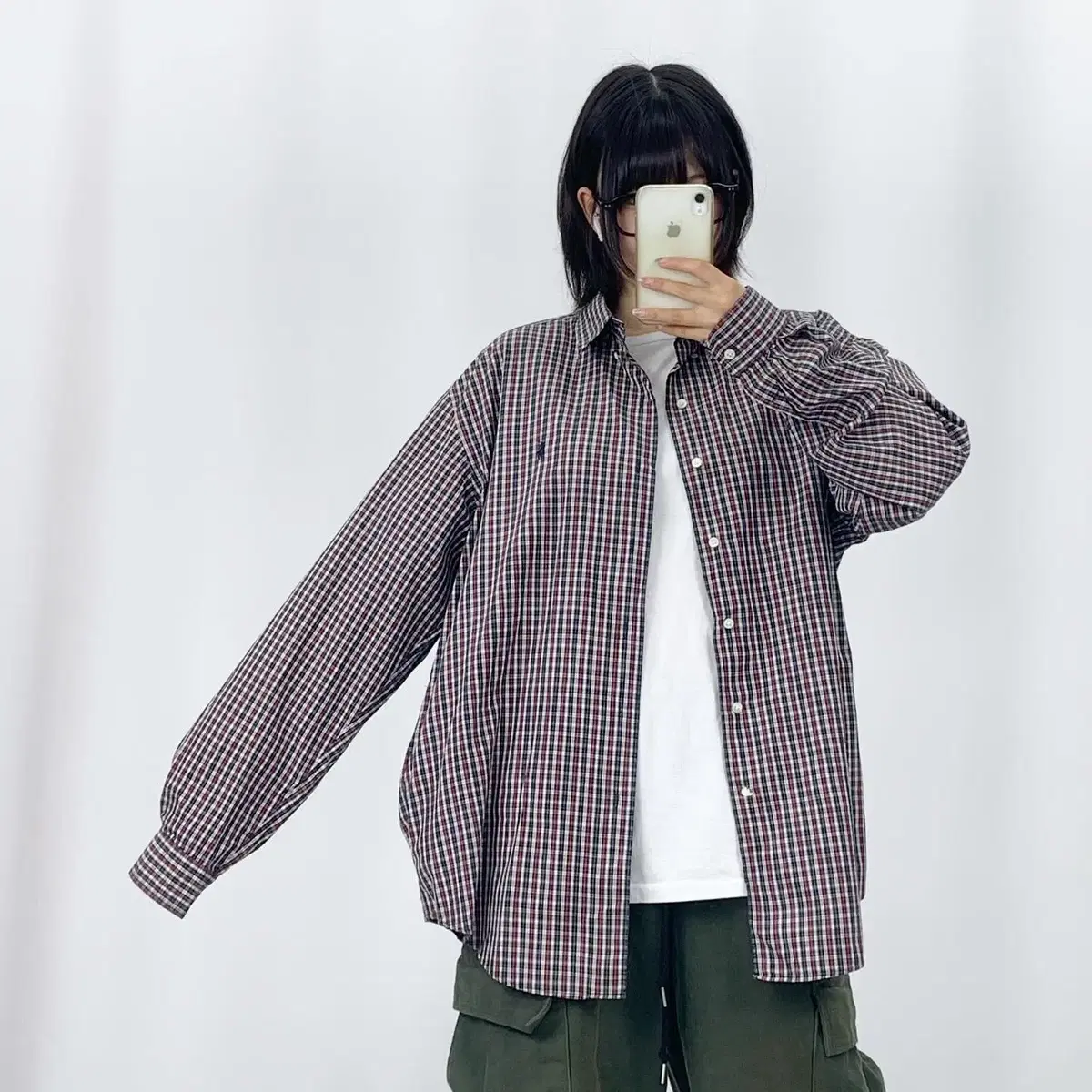 [3XL]Polo Red Navy Plain Check Shirt CH4973