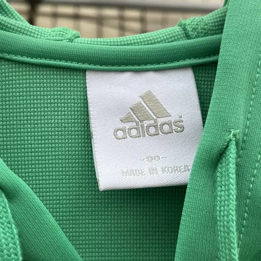 아디다스 초록 주황 배색 후드 져지 Adidas