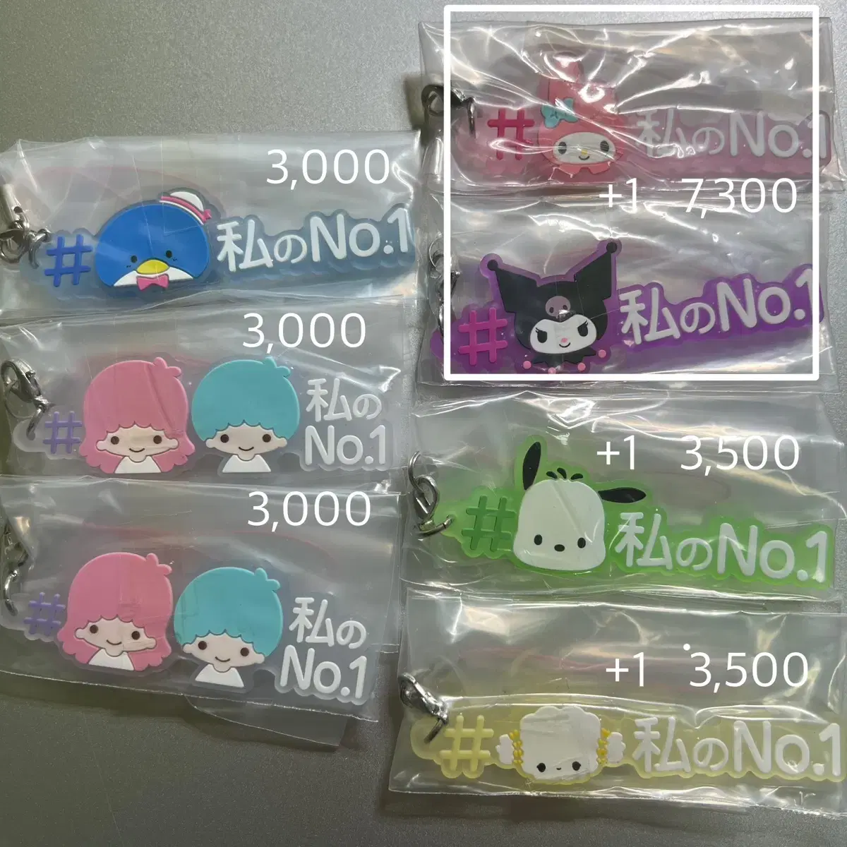 Sanrio hashtag keyring Hello Kitty My Melody Kuromi LittleTwinStars TuxedoSam