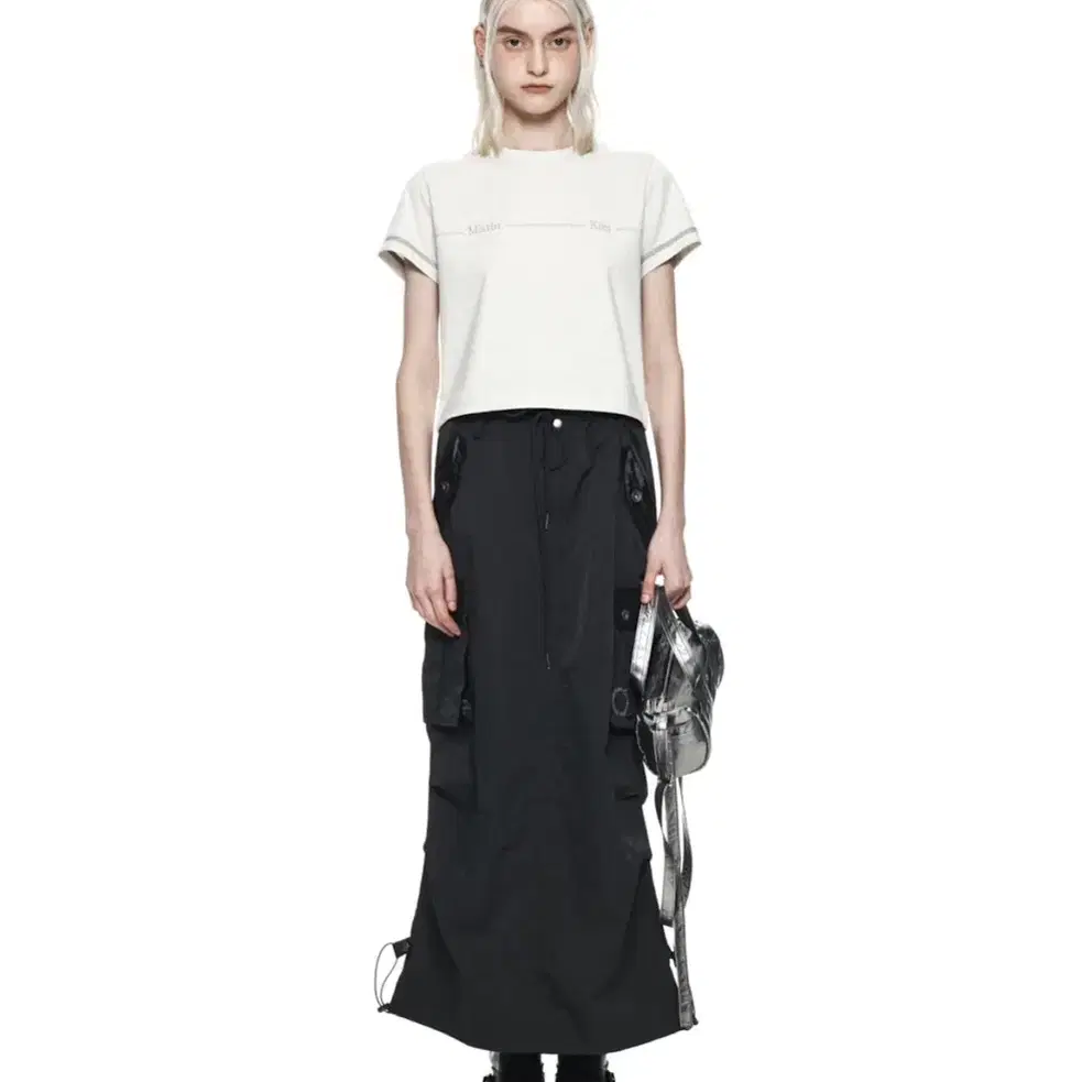 마땡킴 CARGO MAXI SKIRT IN CHARCOAL