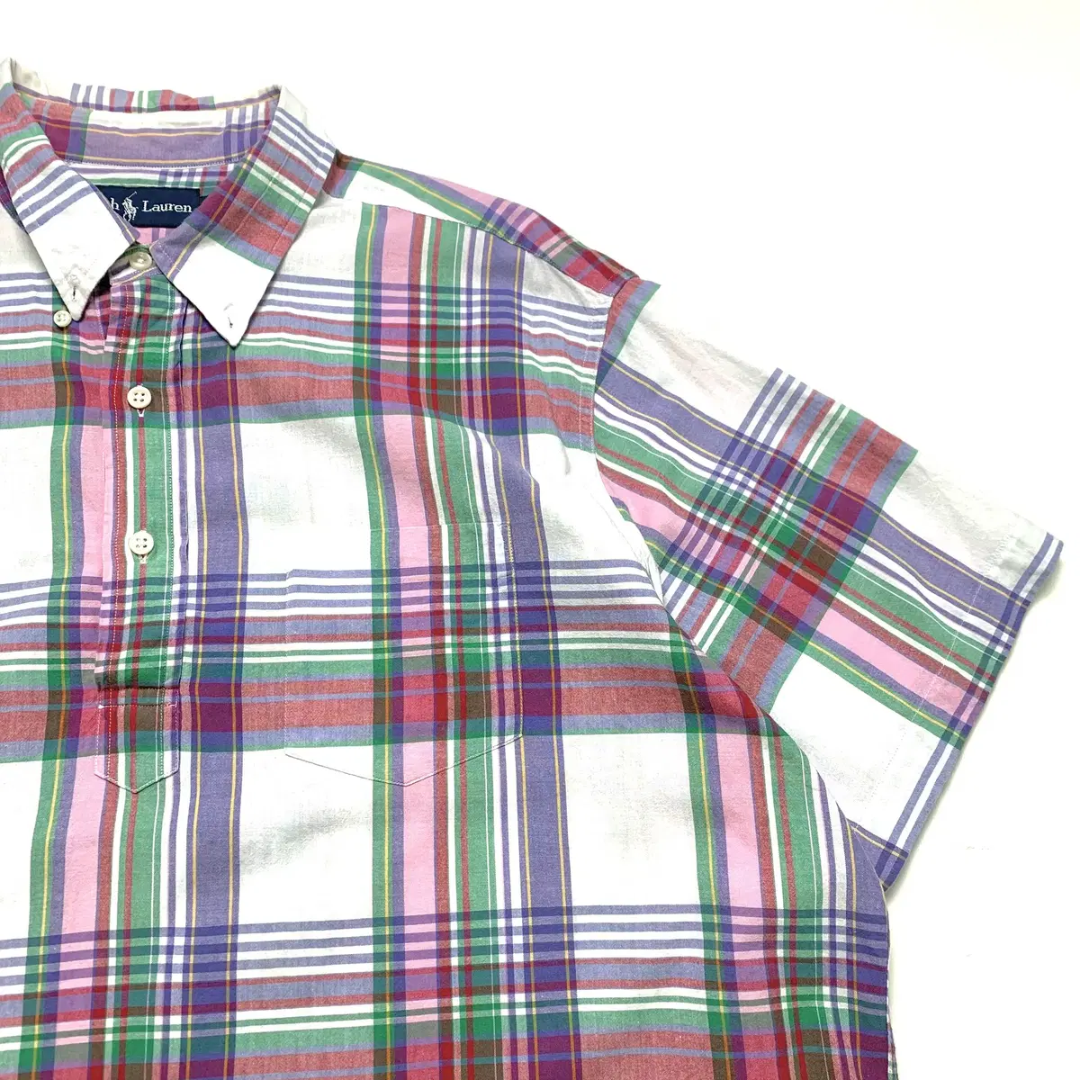 [3XL]Polo PinkPurple Madras Check Short-Sleeved Shirt CK7452