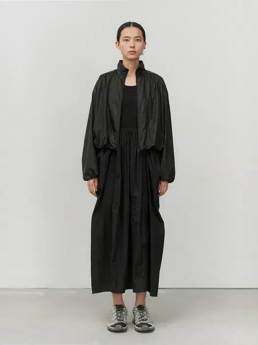 아모멘토 SHEER JERSEY DRESS (BLACK)