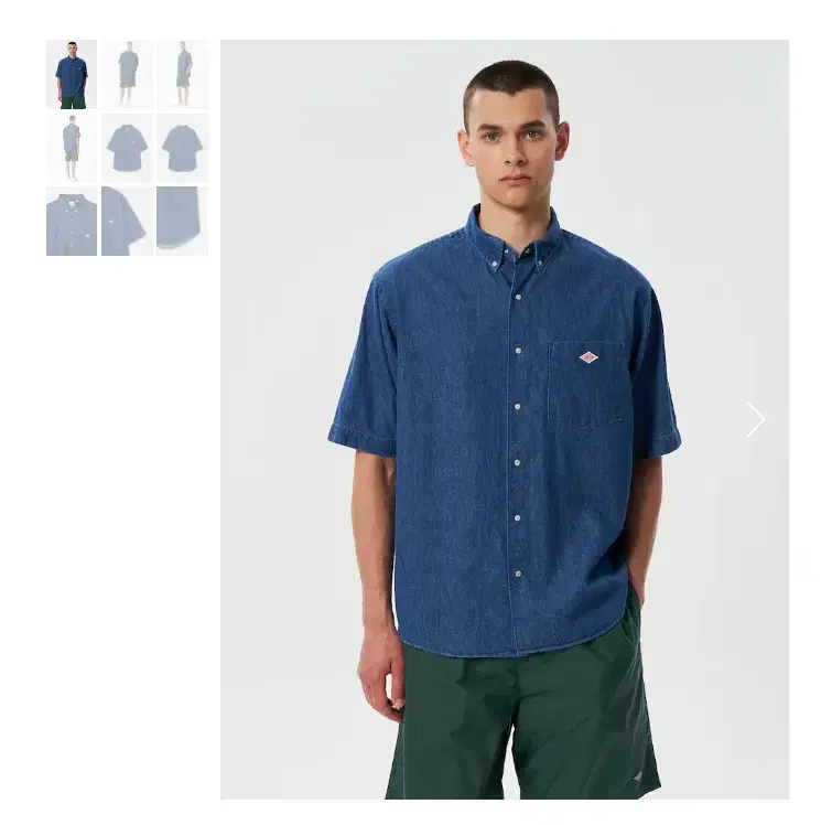 Short-sleeved shirt in solid denim