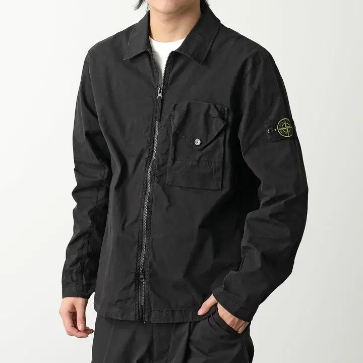 Stone Island 23FW Gabardine Overshirt Jacket Garment Dyed Black XL