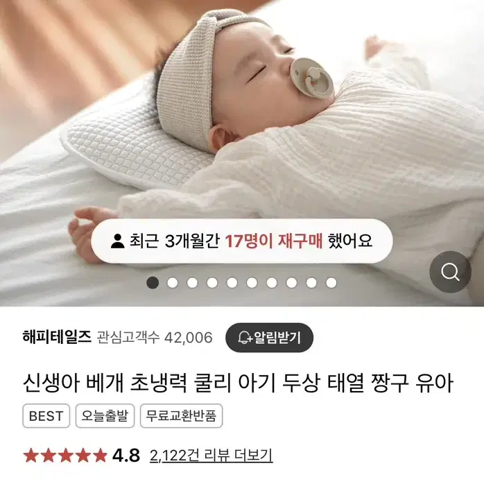 해피테일즈 쿨리 아기두상 베개