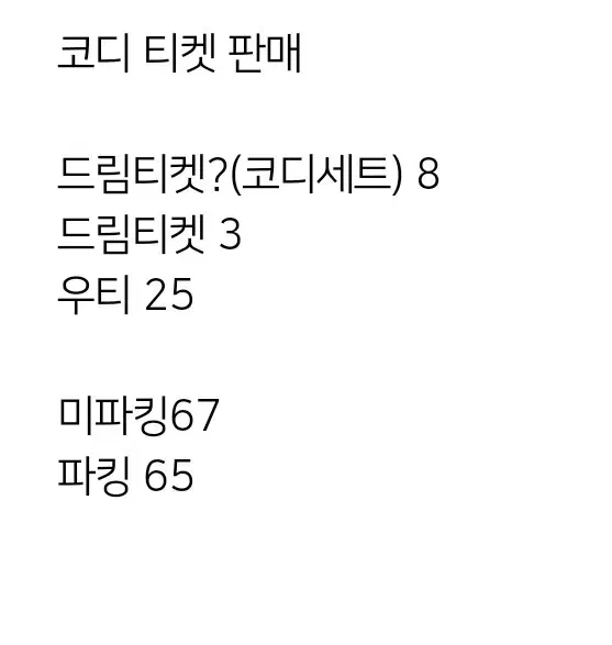 프리채널 코디 티켓 판매