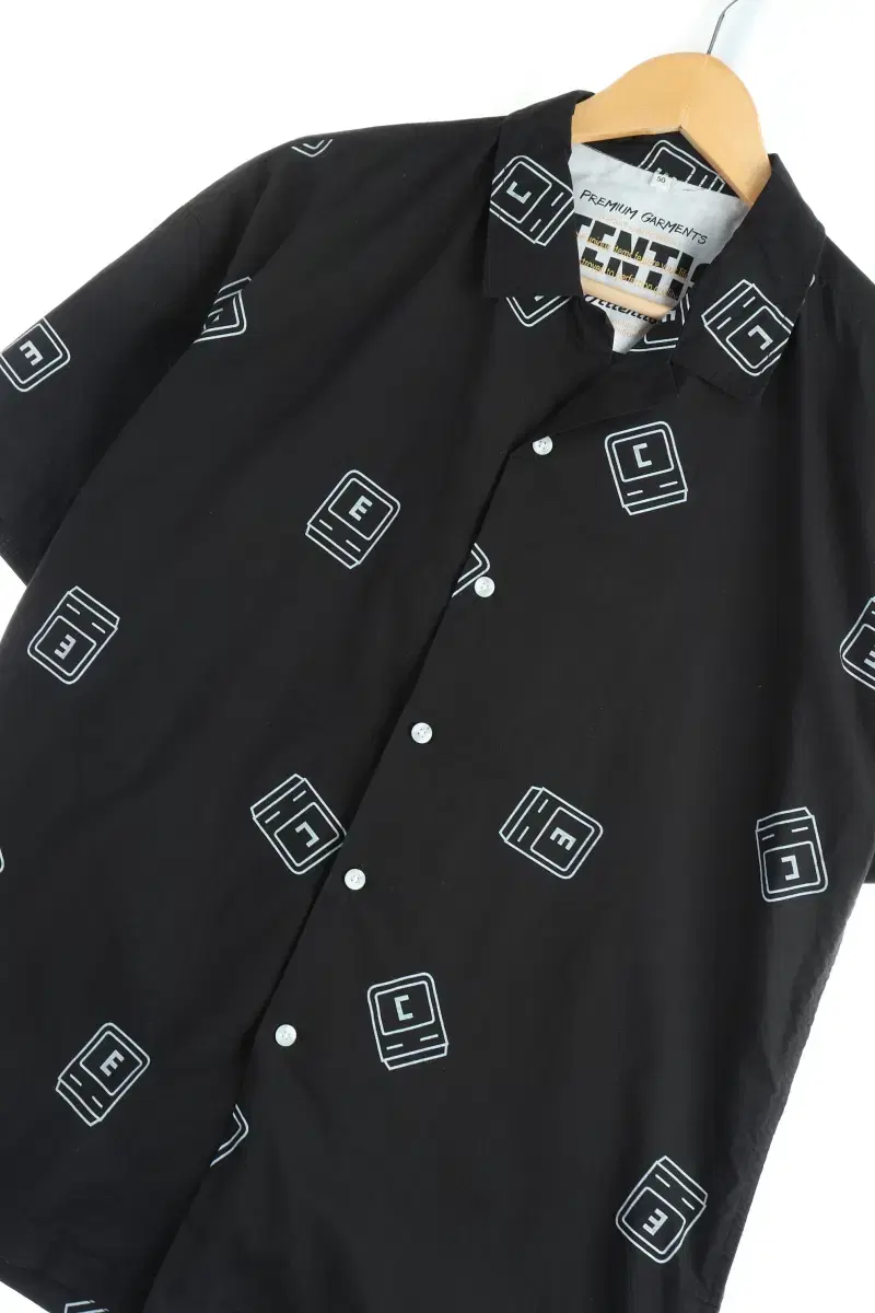 (L) BrandVintage short sleeve shirt Southern black printing old school-CBF5