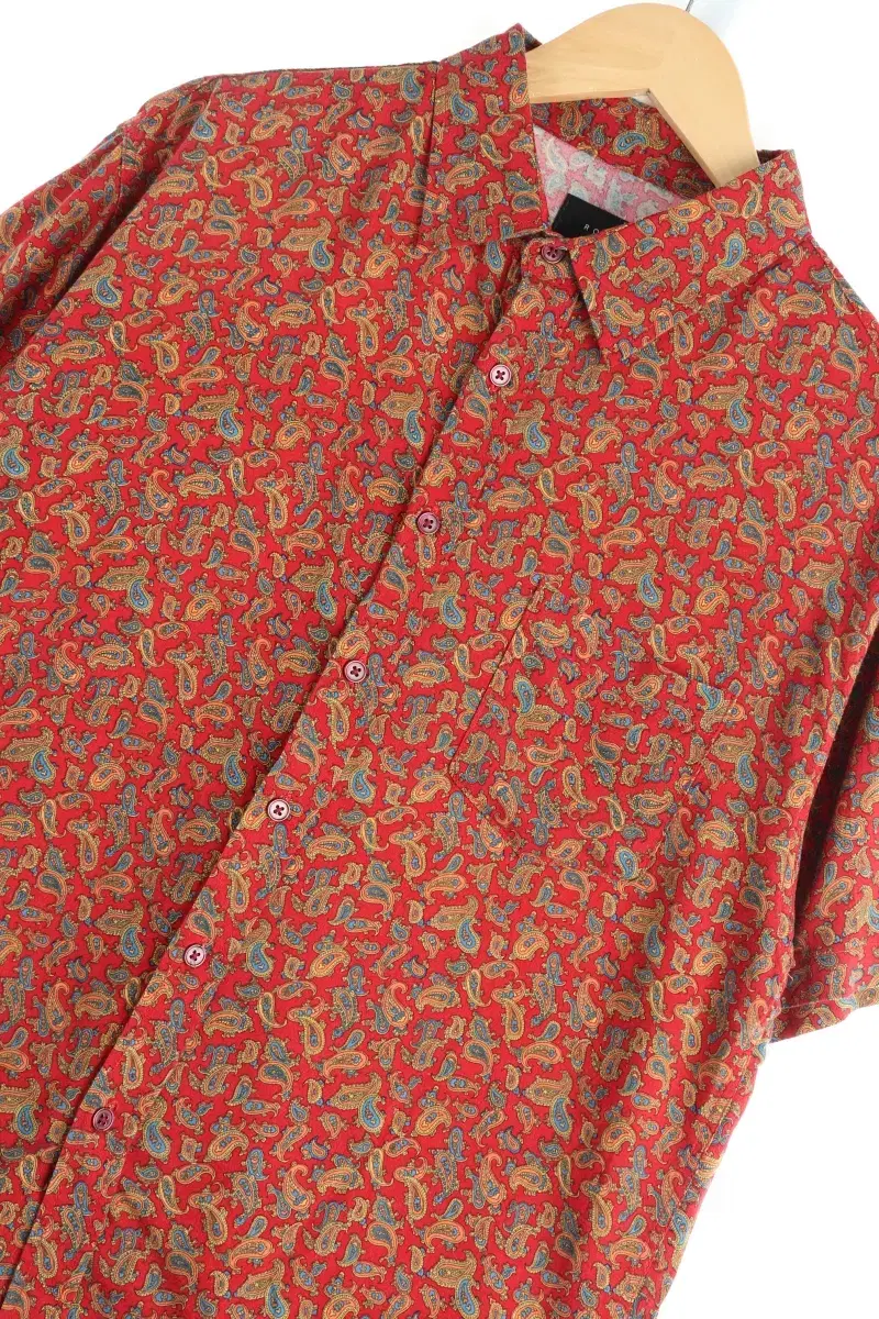 (L) BrandVintage Short Sleeve Shirt Southern Ethnic Paisley Pattern Old School-CBFD