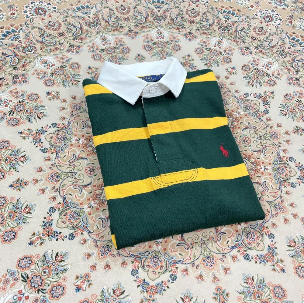 [NEW, L] Polo Ralph Lauren Iconic Edition Varsity Green Stripe Rugby Shirt