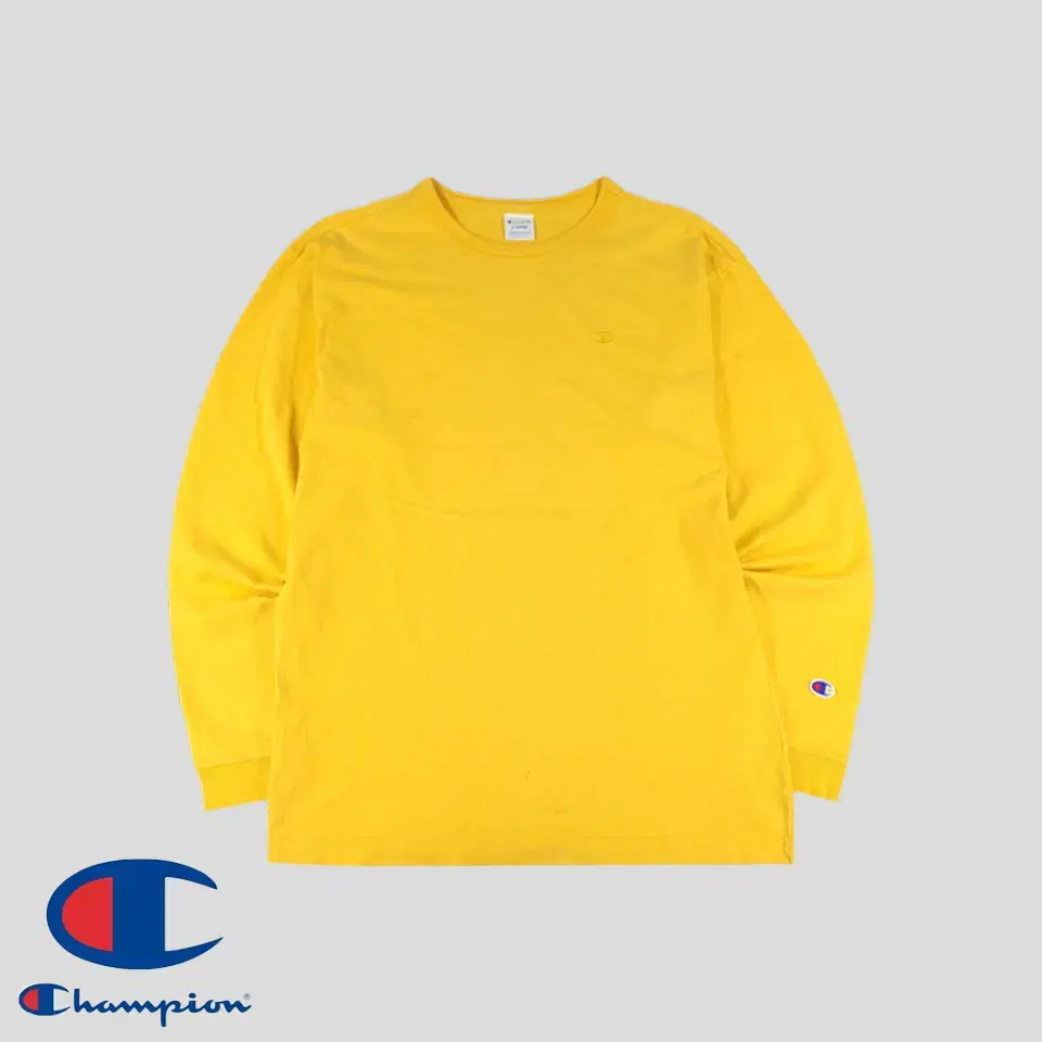 Champion Yel Simple Casual Tonal Logo Cotton Long Sleeve T-Shirt Long Sleeve L