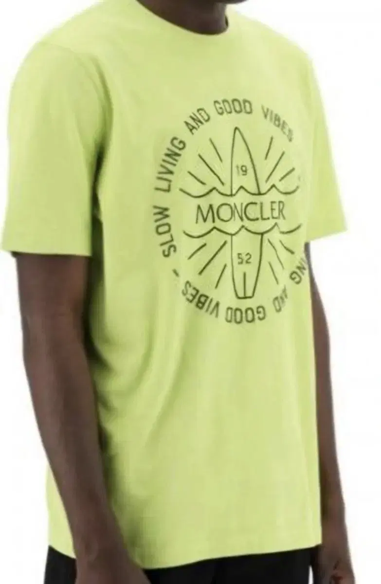 Moncler Surf motif short sleeve vahn size S in lime color SS24 new from Moncler