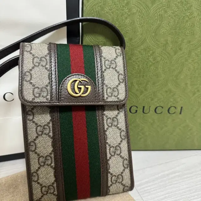 (GUCCI)구찌 수프림 캔버스 오피디아 미니백 핸드폰 크로스백