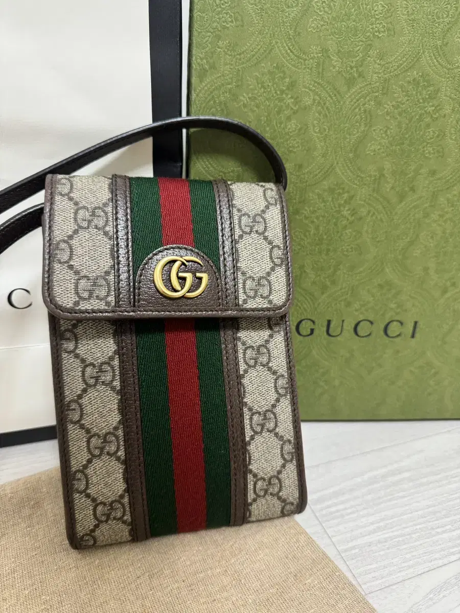 (GUCCI)구찌 수프림 캔버스 오피디아 미니백 핸드폰 크로스백