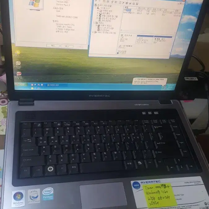 윈도우 XP 구형 애버라텍 노트북 6800 T2080 9만
