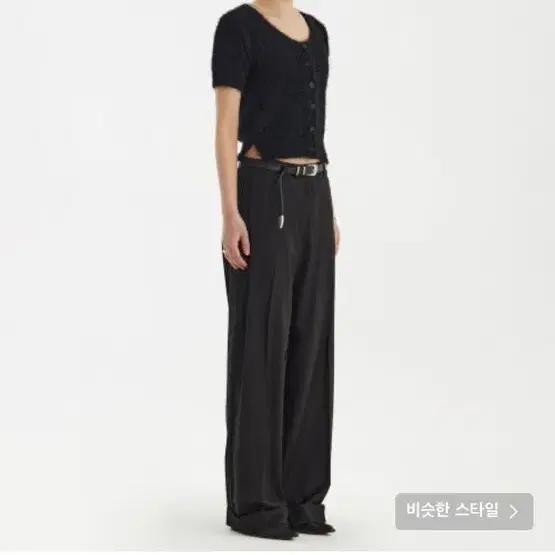 유스 Leather trim wide pants s/레더 트림 와이드팬츠