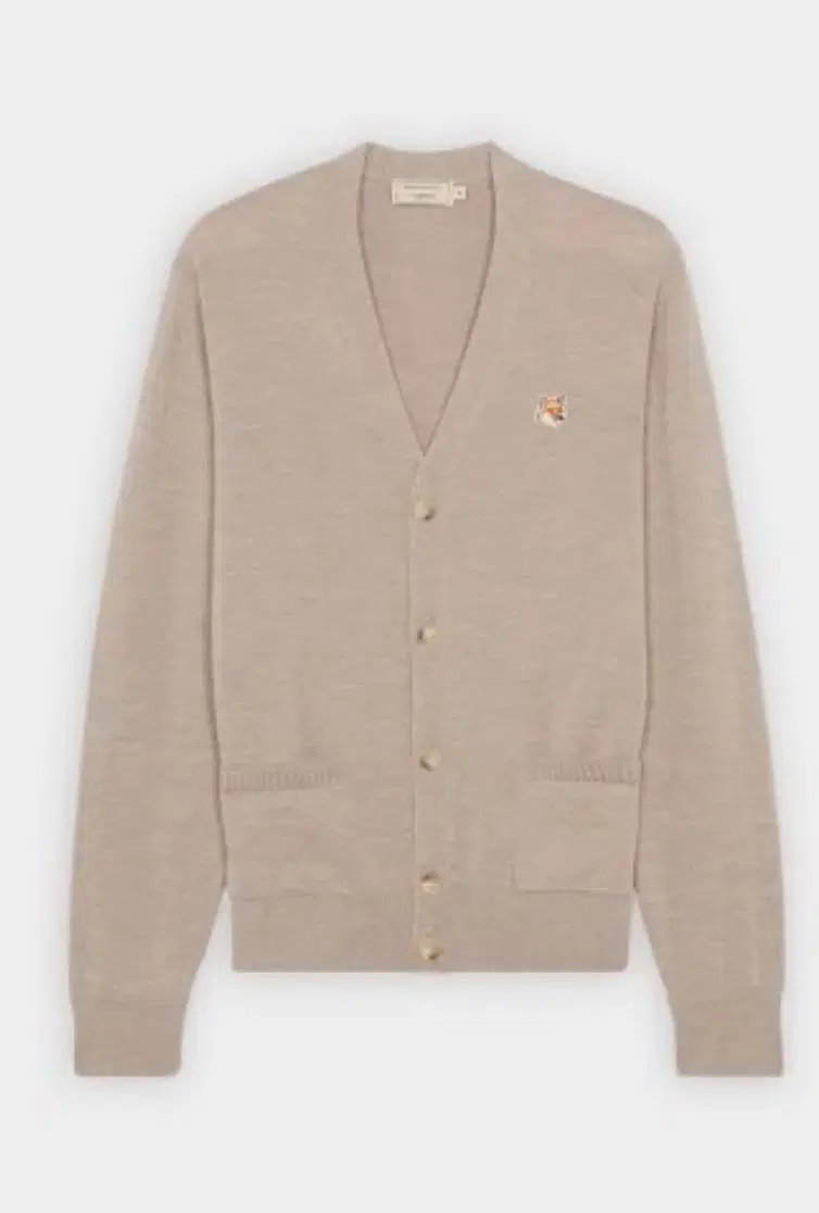 Maison Kitsune Cardigan) Fox Head Patch Classic Unisex Cardigan Beige L