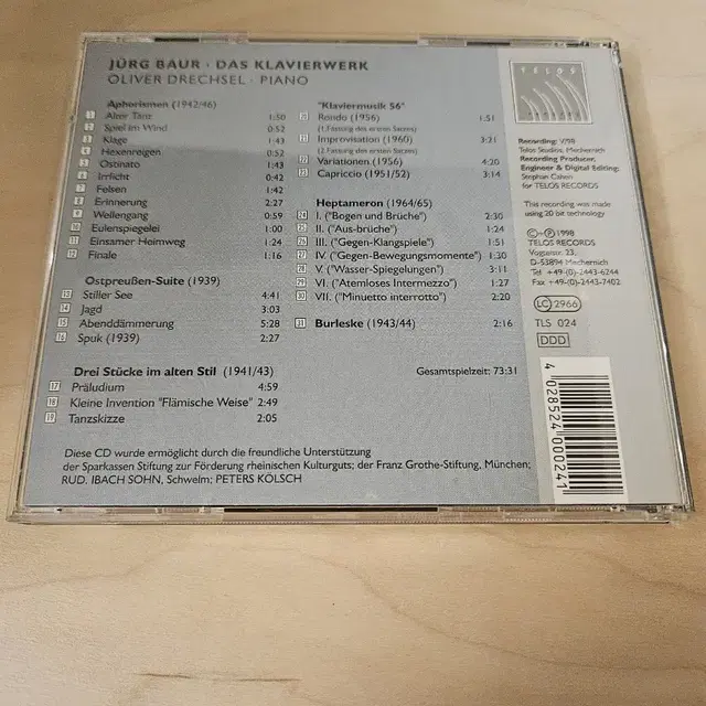 Jurg Baur의 "Das Klavierwerk"cd