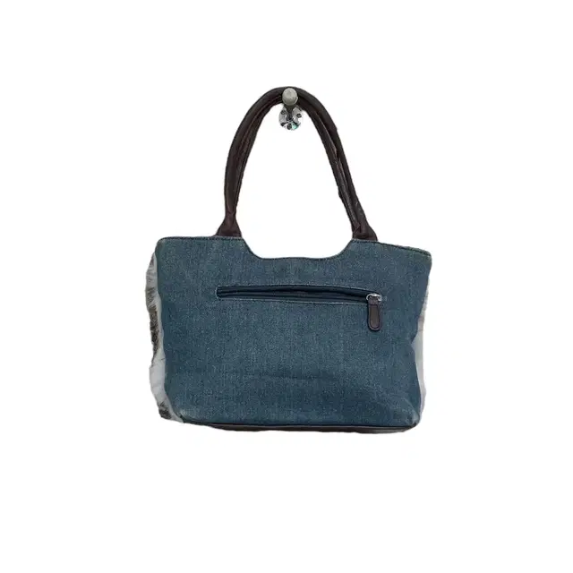 Denim brown fur mix shoulder bag