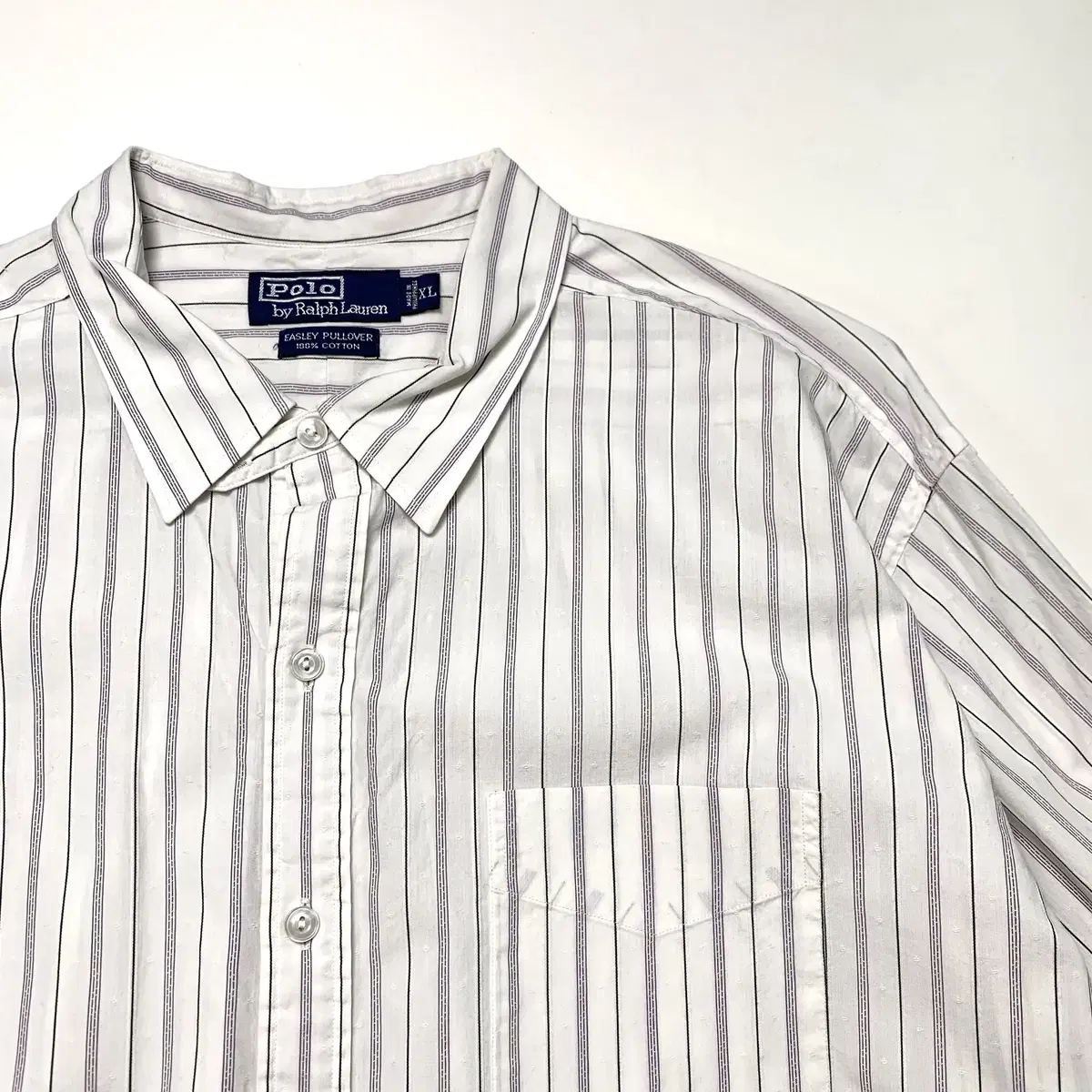 [3XL]Polo Purple Stitch Stripe White Shirt CK7466