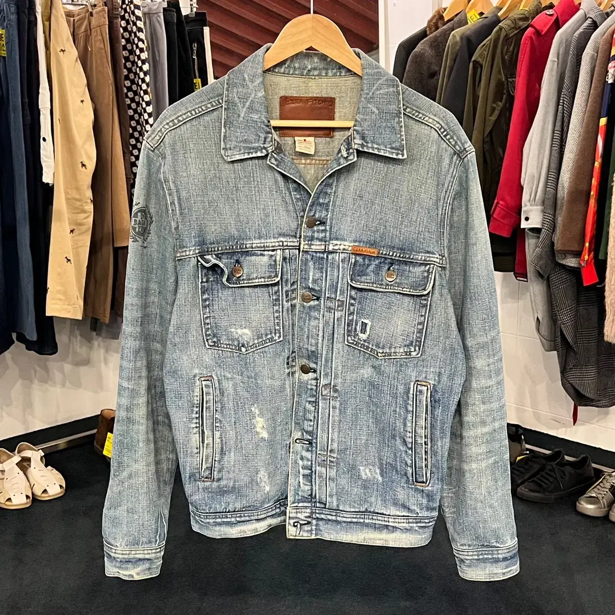 [TAPPO] [L] Ezra Peach Denim Trucker Jeans Jacket Denim Jacket