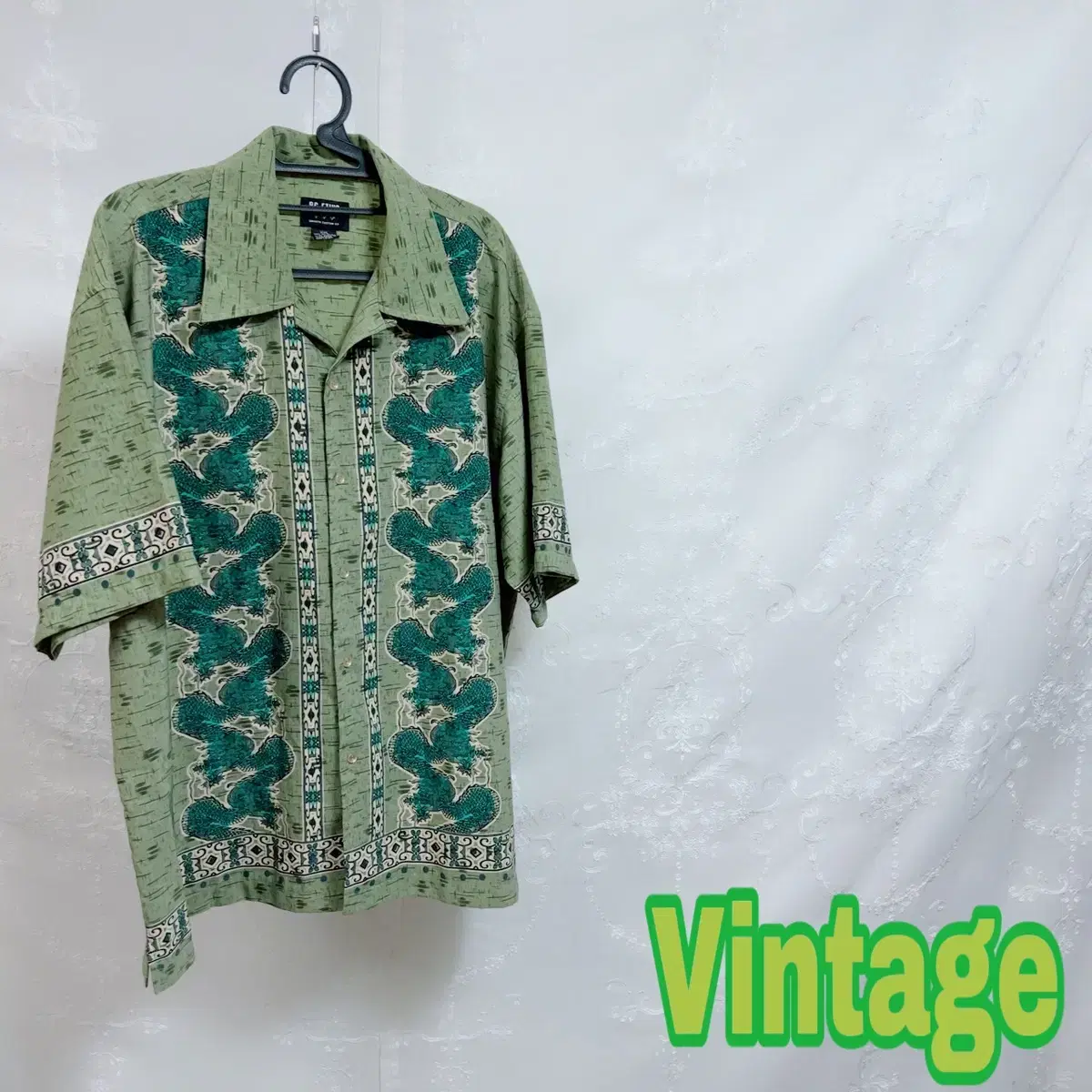 Vintage Dragon Printed Big Size Short Sleeve Shirt