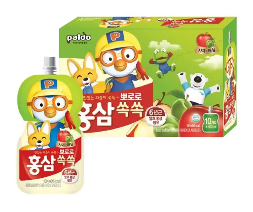 뽀로로 홍삼쏙쏙 사과매실 100ml 20개